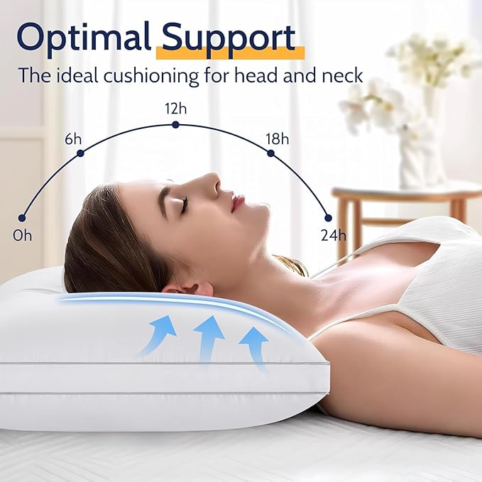 ROUMEA Pillows King Size Set of 4,Luxury Hotel Quality, Supportive with Soft Down Alternative for Back Stomach Sleepers in Bedroom, Machine Washable