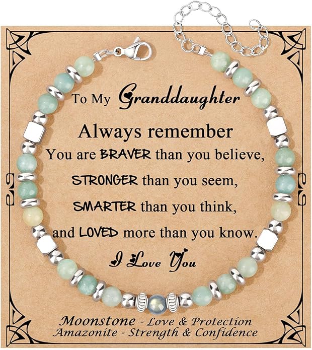 JoycuFF 𝗚𝗶𝗳𝘁𝘀 𝗳𝗼𝗿 𝗪𝗼𝗺𝗲𝗻 𝗠𝗼𝗼𝗻𝘀𝘁𝗼𝗻𝗲 𝗕𝗿𝗮𝗰𝗲𝗹𝗲𝘁 Amazonite Colorful Imperial Jasper Stainless Steel Beads Bracelets, Mothers Day Birthday Christmas Valentines Graduation Gifts