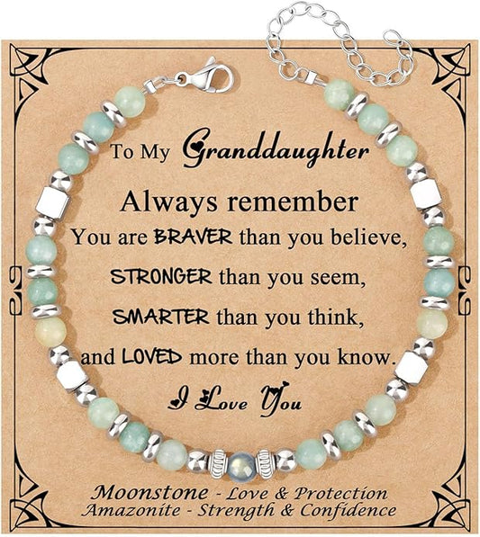 JoycuFF 𝗚𝗶𝗳𝘁𝘀 𝗳𝗼𝗿 𝗪𝗼𝗺𝗲𝗻 𝗠𝗼𝗼𝗻𝘀𝘁𝗼𝗻𝗲 𝗕𝗿𝗮𝗰𝗲𝗹𝗲𝘁 Amazonite Colorful Imperial Jasper Stainless Steel Beads Bracelets, Mothers Day Birthday Christmas Valentines Graduation Gifts
