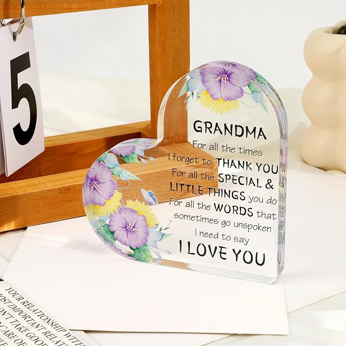 Mother's Day Gifts for Grandma, Grandma Birthday Gifts Mothers Day Gift Ideas, Presents for Grandma, Thanksgiving Christmas Gifts for Grandma Granny Nana Acrylic Desk Decor