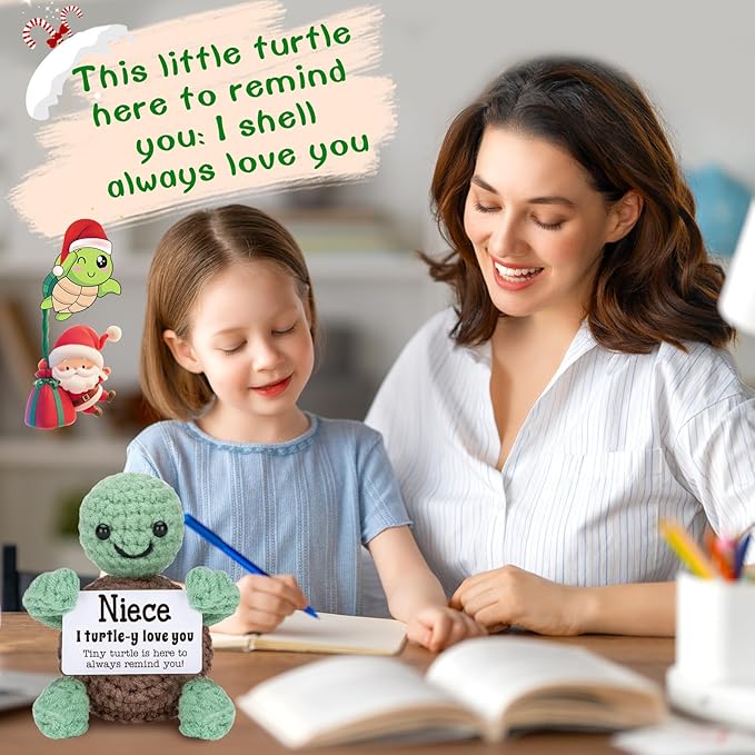 Mini Funny Turtle Mothers Day Niece Gifts from Auntie Aunt Uncle, Birthday Gifts for Niece Kids Adults, I Love You Presents for Girls, Small Cute Stuff Things, Handmade Emotional Positive Turtle