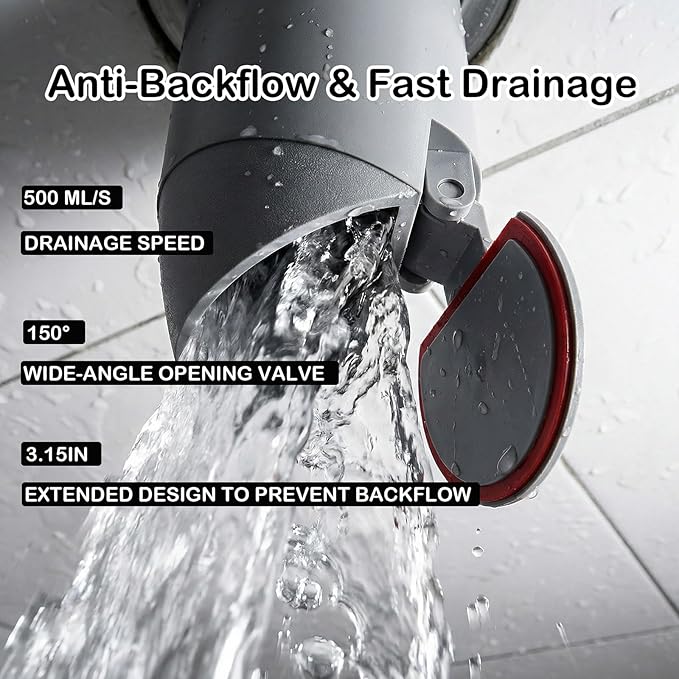 Odor-Proof Shower Drain Plug with Magnetic Backflow Preventer & Hair Catcher, Floor Drain Cover for 1.5"-3.9" Drains, 500ML/S Fast Drainage