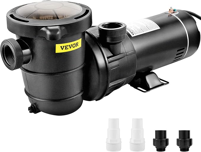 VEVOR Swimming Pool Pump, 2.0HP 115 V, 1500 W Single Speed Pumps for Above Ground Pool w/Strainer Basket, 5400 GPH Max. Flow, Certification of ETL for Security