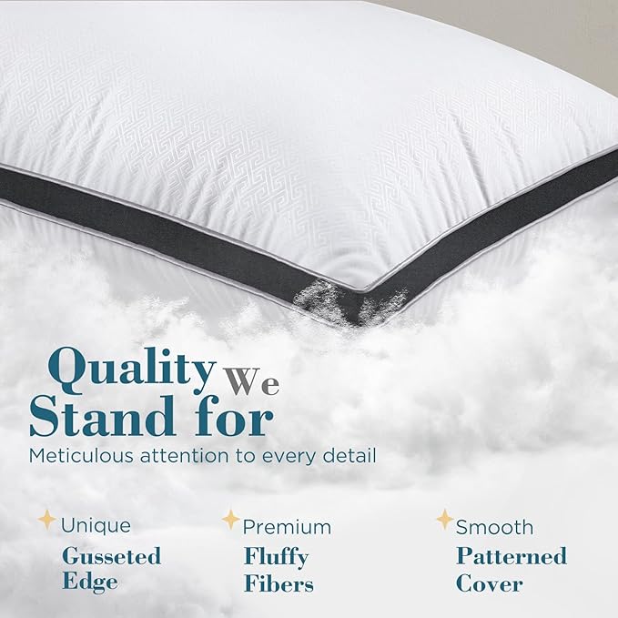 viewstar Bed Pillows King Sizes Set of 2, Hotel Quality Cooling Down Alternative Gusseted Pillows for Side, Back, or Stomach Sleepers, Black