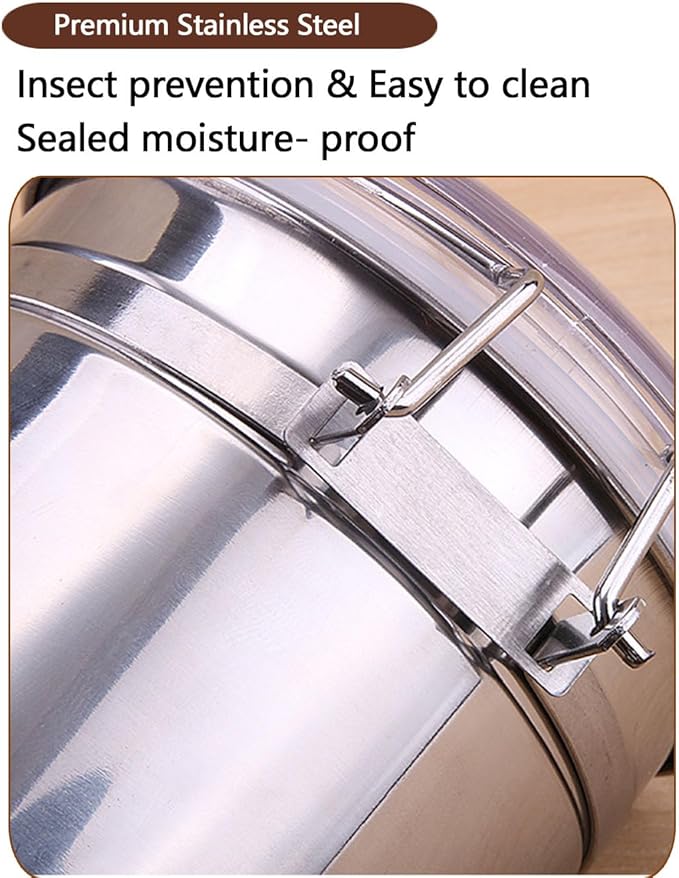 Walktosun Stainless Steel Food Container with Clear Lids Airtight Storage Container Stackable Small Canisters Kitchen Pantry Storage for Cereal, Snacks, Candy, Herbs, Spices, Sugar, Tea (1.2L Silver)