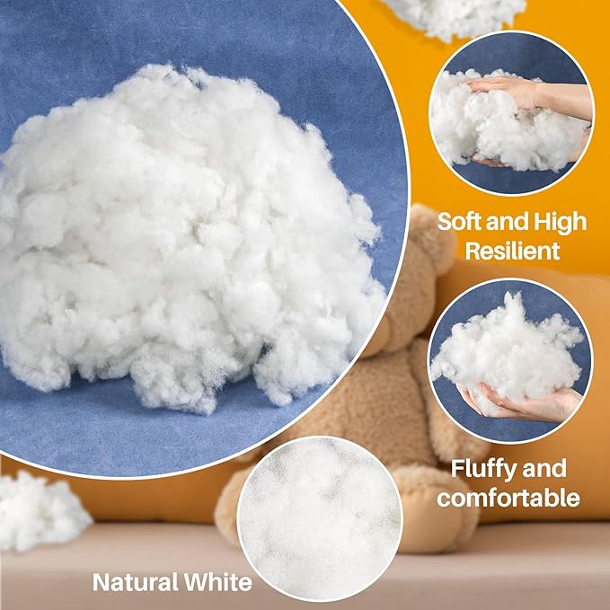RAINFLOW 5.3oz Polyester Premium Fiber Fill - Polyester Fiber Fill,Soft and Resilience,Stuffing for Pillow,Small Dolls,Cushion,Craft and Stuffed Animals,pp Cotton Stuffing for DIY Craft,Recyclable