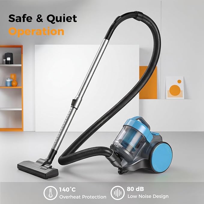 NEWBULIG Canister Vacuum Cleaners for Home, Strong Suction Bagless Vacuum Cleaner, 850W 16Kpa for Hard Floor and Carpet, Retractable Cord,1.8L Large Dust Cup