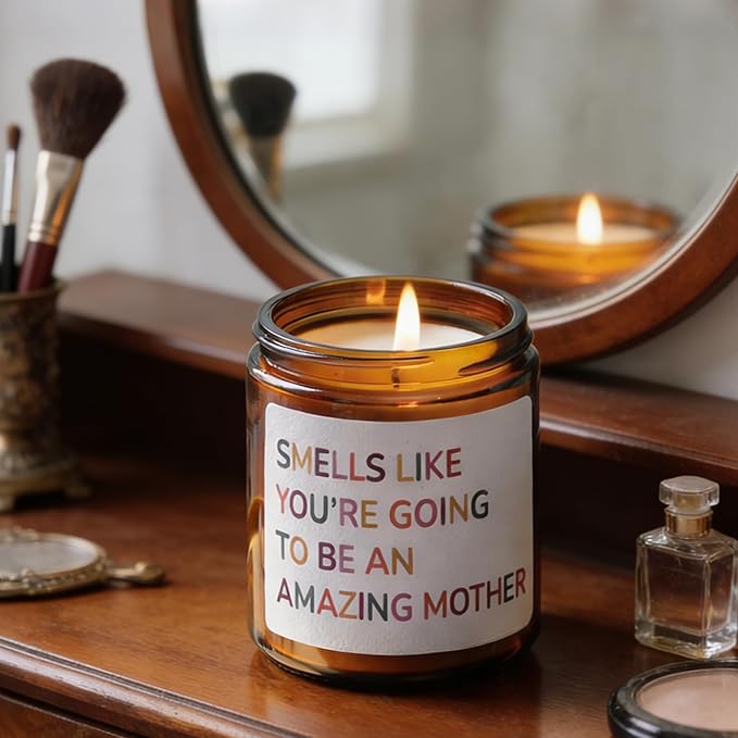 Mothers Day Candle Gifts for Mom - New Mom Gifts After Birth Funny Mommy Pregnant - Gender Reveal Gift - Best Postpartum Gift for Mother, 7oz, Sandalwood Scented Candles