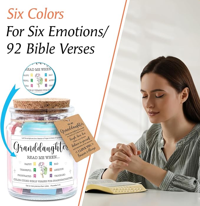 NewEleven Granddaughter Gifts - Riligious, Christian Gift for Teen Girls, Granddaughter Gifts From Grandma, Grandpa - Easter, Baptism Gift For Grandkids - Bible Verse Jar