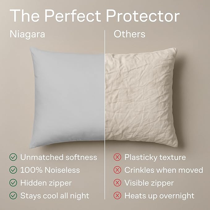 Ultra Soft Pillow Protectors with Zipper Queen Size - Set of 4 Breathable Pillow Covers - 100% Protection Against Stains, Dust & Dirt - Machine Washable (Light Gray)