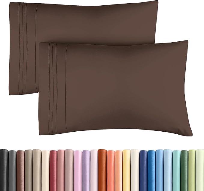 Standard Pillow Cases Set of 2 - Ultra-Soft Hotel Quality Pillowcase Covers - Comfy & Wrinkle Free - Stain and Fade Resistant - Machine Washable Pillow Protectors - 2 Piece Set - Standard Size Brown