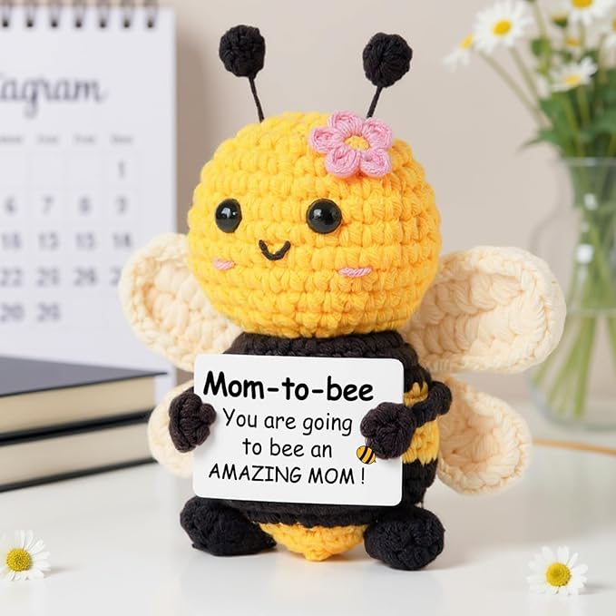 Mom to Be Gifts, Pregnancy Gifts for Expecting Mom, First Time Moms, Wife, Friend, Sister, Mommy to Be Gift, Gift for Pregnant Women, Cute Handmade Crochet Bee Support Present