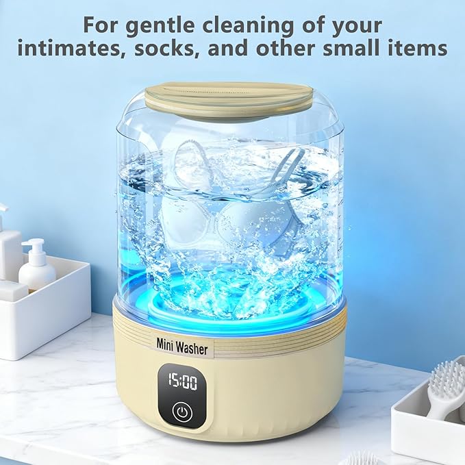 Underwear Washing Machine,2025 Upgrade Mini Washer Deeply Cleans Small Laundry Items, Socks, Underwear, Baby Clothes,Portable Washing Machine is Suitable for, Apartments, Hotels, Travel