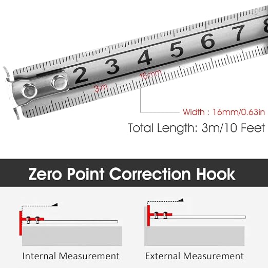 4 Pack Tape Measure 10 Feet/3 Meters, Small Tape Measure Retractable Metric Stainless Steel Measuring Tape Waterproof & Rustproof for Engineer Contractors