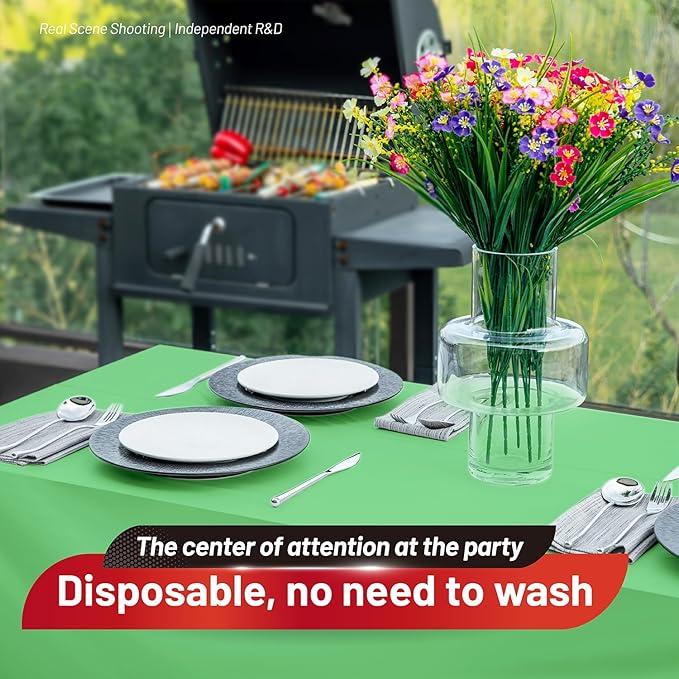 Plastic Table Cloth, 110 Ft X 54 In Plastic Table Cloth Disposable Sage Green Tablecloth Premium PEVA with Any Cut Sliding Cutters Disposable Tablecloth for Picnics, Parties, Birthdays, Festivals