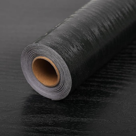 Peel and Stick Wallpaper Black Wood Wall Paper - 17.5 x 200 Inch Self Adhesive Wallpaper Peel and Stick, Easy to Paste Wall Contact Paper for Stand Liner, Table and Door Makeover Decor