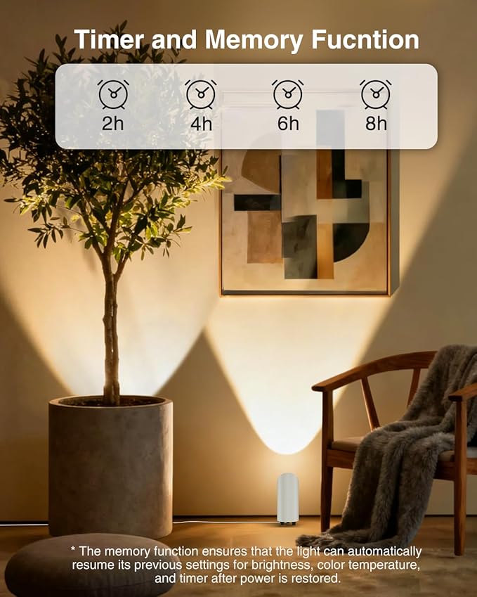 Abovizo 2 Pack Uplighting Indoor, 7W LED Floor Can Lights with Remote, 5.9ft Cord Plug-in Spotlight for Indoor Plants, Wall & Art, 3 Color Temps, Auto-Loop Timer, Memory Function, Non-replaceable Bulb