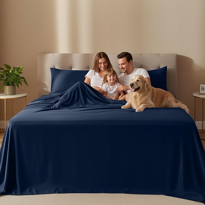 Utopia Bedding Twin Sheet Set – 3 Piece Bed Sheets for Twin Size Bed, Soft and Breathable Microfiber, Includes 1 Fitted Sheet, 1 Flat Sheet and 1 Pillowcase – Oeko Tex (Navy Blue)