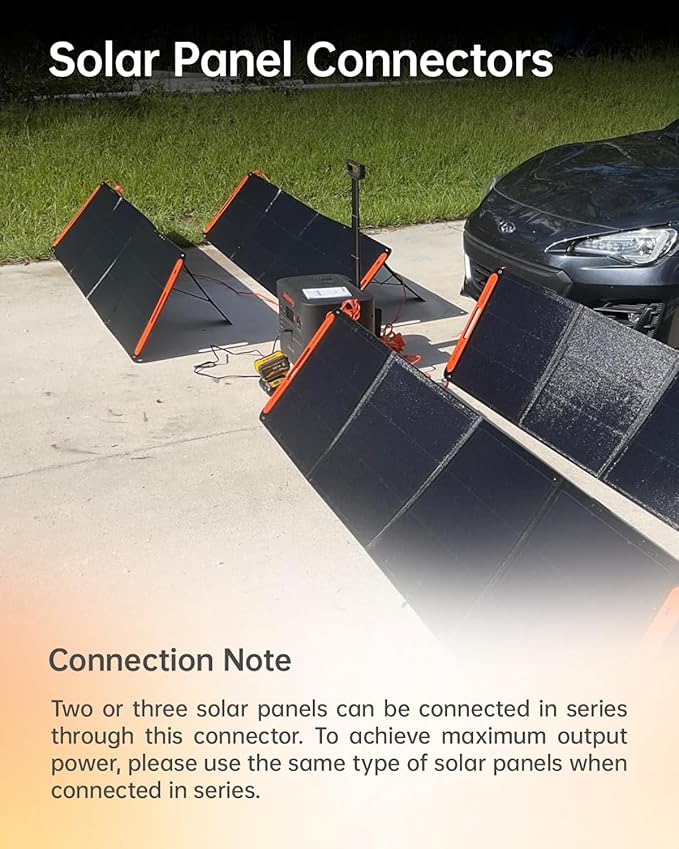 Solar Panel Connectors for Jackery Explorer Portable Power Station 3000 Pro / 2000 Plus/ 2000 V2/ 1000 Plus/ 1000 V2 and Solar Panel SolarSaga 200W/100W, for 2 or 3 Solar Panels Connection