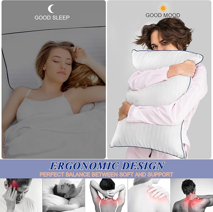 SEMZSOM Bed Pillows for Sleeping, King Size Pillows Set of 2 Cooling Luxury Hotel Quality Pillow with Premium Soft Down Alternative Filling for Back, Stomach or Side Sleepers