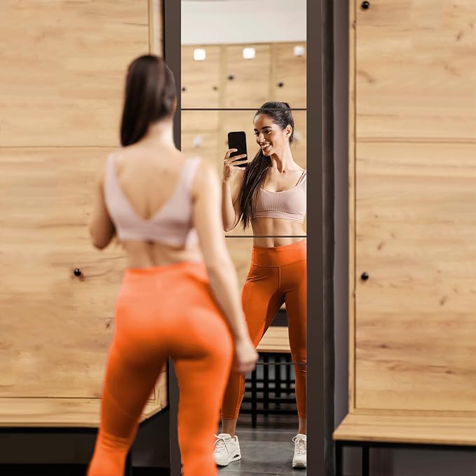 Delma Frameless Mirror Tiles 20"x20"x4 Pcs Wall Mounted | Shatter Resistant, Full Length, Tempered Glass Panels, For Home Gym Bathroom Bedroom & Living Room Decor