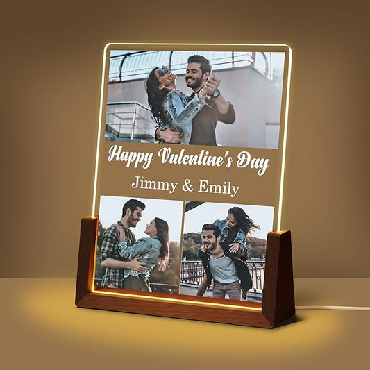 Customized Valentines Birthday Gifts For Her Him Women Men, Custom Light Up Picture Frame With Photo Name, Personalized Anniversary Couples Gifts For Boyfriend Girlfriend Husband Wife