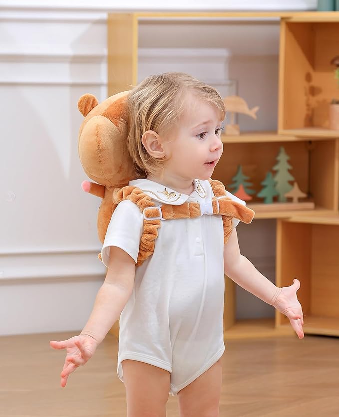JunNeng Baby Walker 3-Sided Head Protector Backpack Wear, Toddler Head Protection Safety Pad, Brown Tiger