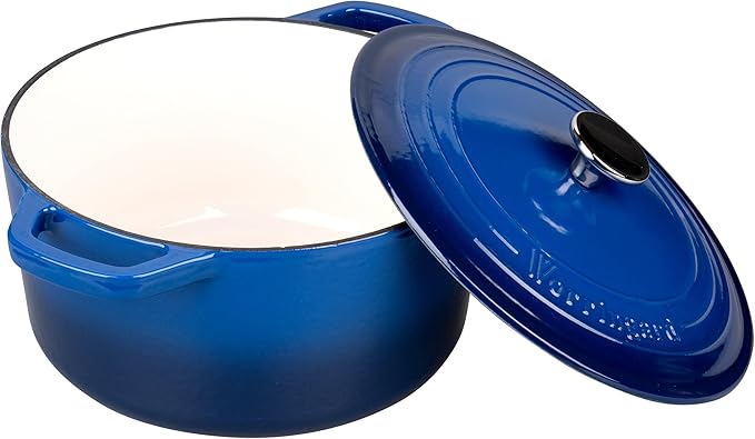 VORRINGARD Enameled Cast Iron Dutch Oven Pot with Lid, for Bread Baking, Round Bread Oven- include Sourdough Bread Baking Supplies Set, 4.5QT, Blue