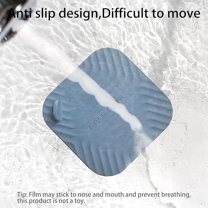 Shower Drain Cover Tub Stopper,2 Pieces Sewer Anti-Odor Mat Deodorizing Drain Plugs for Kitchen,Bathroom and Laundry(5.9x5.9 inch) Blue