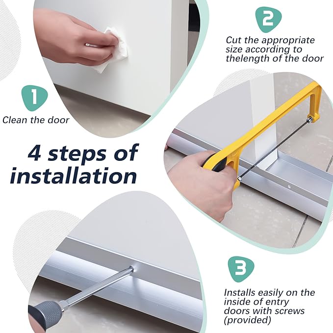 MorningRo 2 Pcs 1-3/4" x 36" U Shaped Aluminum Door Sweep for Bottom of Door with Drip Cap Screw-on Metal Weather Stripping Seal Draft Stopper Threshold for Exterior Front Doors (Silver)