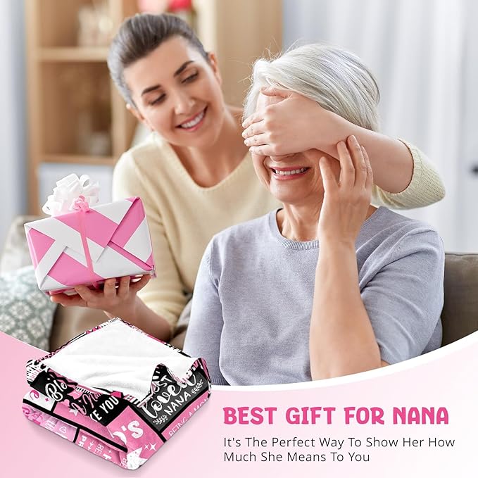 Mothers Day Birthday Gifts for Nana from Granddaughter - World's Best Nana Ever Gifts on Christmas Birthday from Grandkids - Gift for Grandma from Grandchildren - Nanas Life Blanket 60"x80"