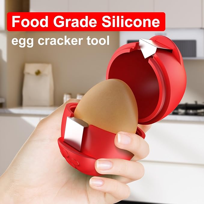 Egg Cracker, Silicone Egg Shell Opener, Cute Egg Shaped Design, Opens Eggs with Ease, A Little Happiness Boost for Your Kitchen (3, Mixed Colors)