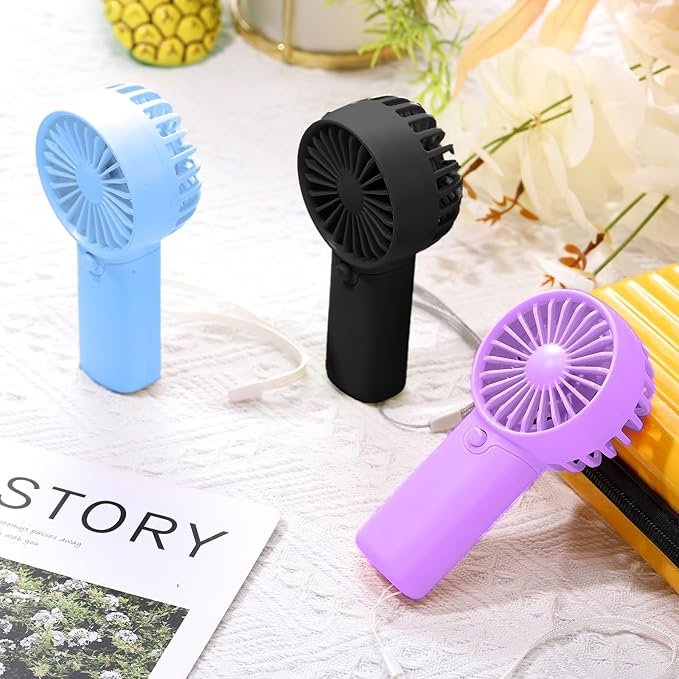 Rossesay 30 Pcs Mini Portable Fan Handheld Battery Operated Portable Small Personal Fans for Summer Travel Beach Indoor Outdoor Cooling Gift (Blue,Black,Purple)