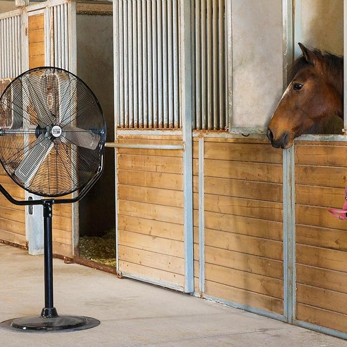 Maxx Air Industrial 30" Pedestal Fan, Powerful Heavy Duty Commercial Fan for Warehouses, Factories, and Large Spaces, Adjustable Height, Durable Construction, High Velocity Air Circulation