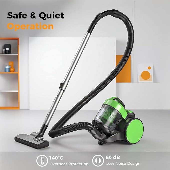 NEWBULIG Canister Vacuum Cleaners for Home, Strong Suction Bagless Vacuum Cleaner, 850W 16Kpa for Hard Floor and Carpet, Retractable Cord,1.8L Large Dust Cup