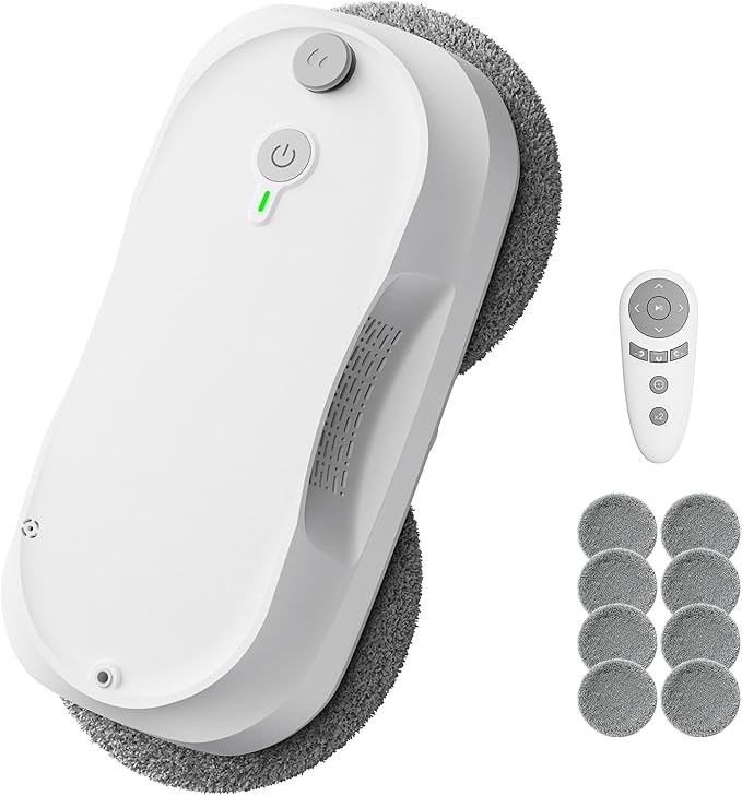 2026 Updated X2 Window Cleaning Robot - Enhanced Battery, Max 3200Pa, Path Planning, Anti-Slipping, Edge Detection, Window Cleaner Robot for High-Rise Windows, White (2 pairs of nozzles, 10 cloths)