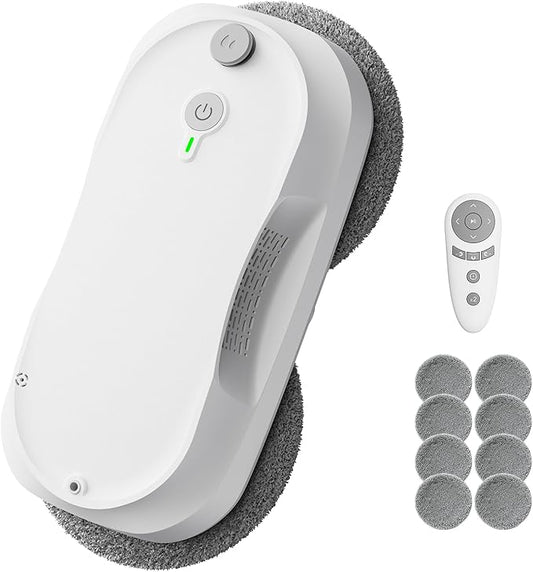 2026 Updated X2 Window Cleaning Robot - Enhanced Battery, Max 3200Pa, Path Planning, Anti-Slipping, Edge Detection, Window Cleaner Robot for High-Rise Windows, White (2 pairs of nozzles, 10 cloths)