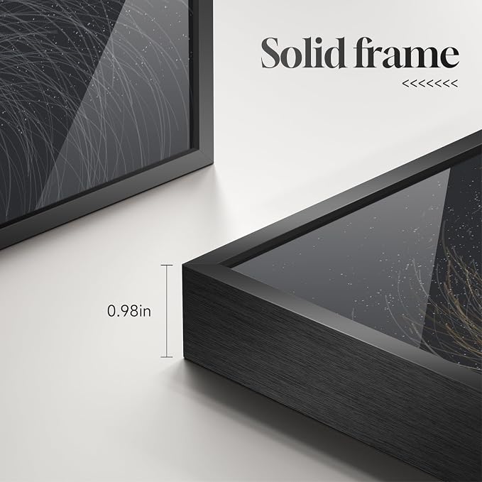 Large Framed Black and Gold Modern Luxury Wall Art for Living Room, 3 Piece Contemporary Bright Art Prints Paintings Artwork for Walls, Pictures for Bedroom Dining Room Entryway Wall Decor 24x36 In