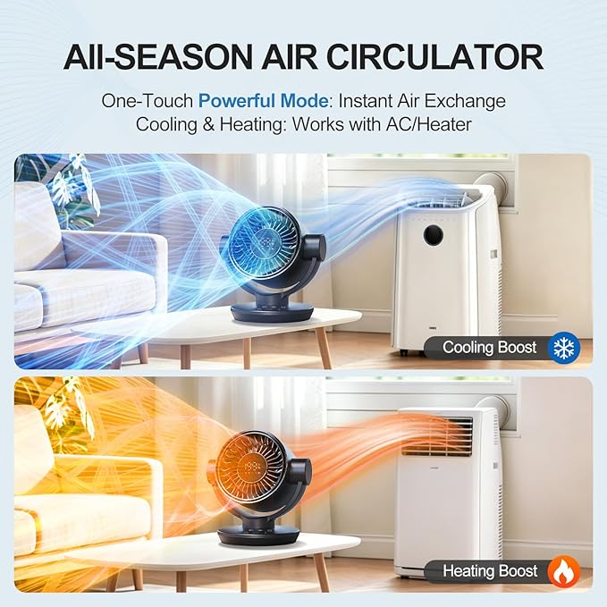 Fan for Bedroom, Table Air Circulator Fan 9 Inch Remote, 90°+120° Auto Oscillation Desk Fan, 10dB Quiet, 6-Speed, Powerful Mode Cordless, Max 12H Timer 8000mAh Battery 40ft Airflow, LED Display
