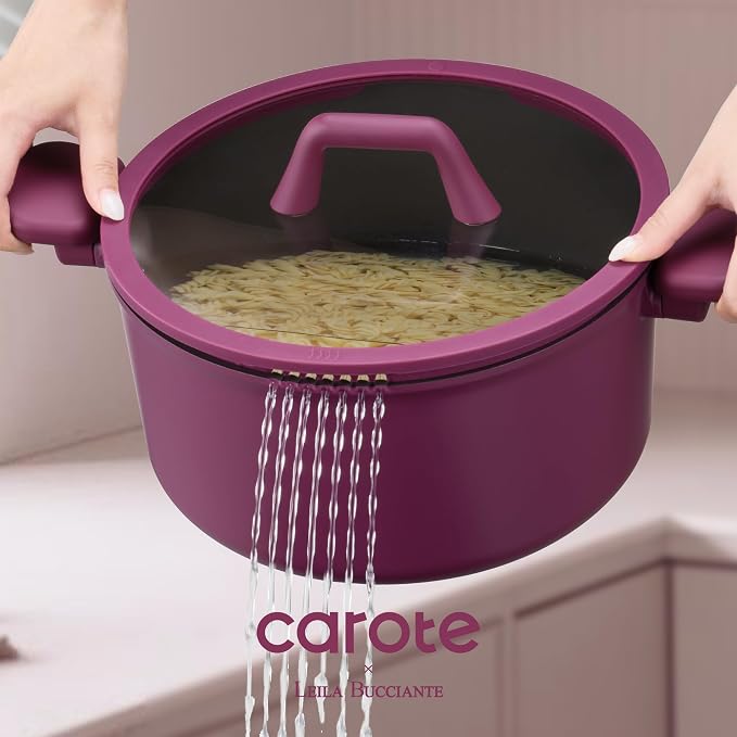 CAROTE 31pcs Pots and Pans Set, Nonstick Cookware Set | Induction Kitchen Set, Durable Coating, Easy Clean, Fit All Stovetops, Even Heating, Purple
