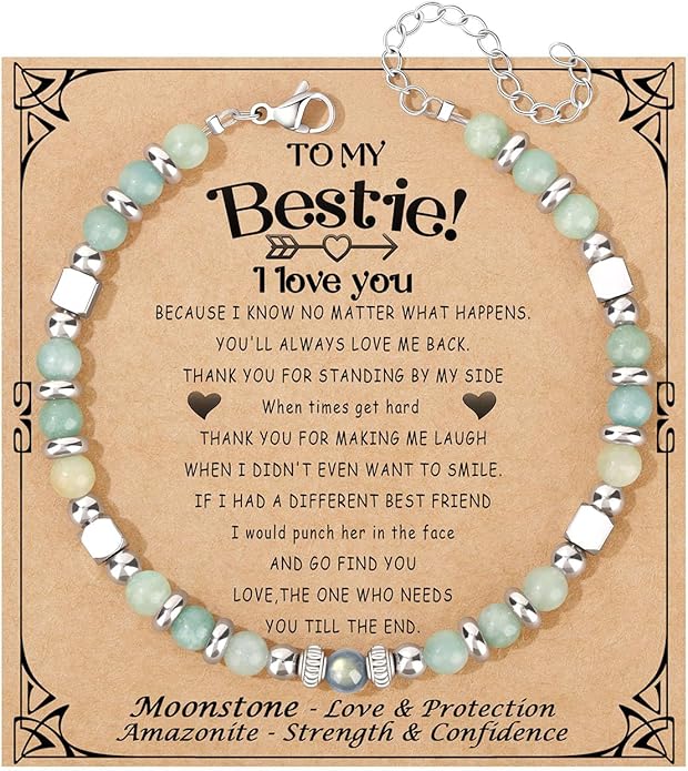 JoycuFF 𝗚𝗶𝗳𝘁𝘀 𝗳𝗼𝗿 𝗪𝗼𝗺𝗲𝗻 𝗠𝗼𝗼𝗻𝘀𝘁𝗼𝗻𝗲 𝗕𝗿𝗮𝗰𝗲𝗹𝗲𝘁 Amazonite Colorful Imperial Jasper Stainless Steel Beads Bracelets, Mothers Day Birthday Christmas Valentines Graduation Gifts