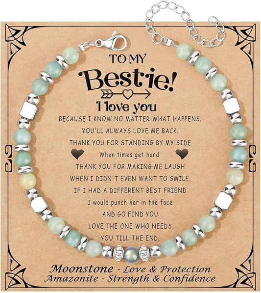 JoycuFF 𝗚𝗶𝗳𝘁𝘀 𝗳𝗼𝗿 𝗪𝗼𝗺𝗲𝗻 𝗠𝗼𝗼𝗻𝘀𝘁𝗼𝗻𝗲 𝗕𝗿𝗮𝗰𝗲𝗹𝗲𝘁 Amazonite Colorful Imperial Jasper Stainless Steel Beads Bracelets, Mothers Day Birthday Christmas Valentines Graduation Gifts