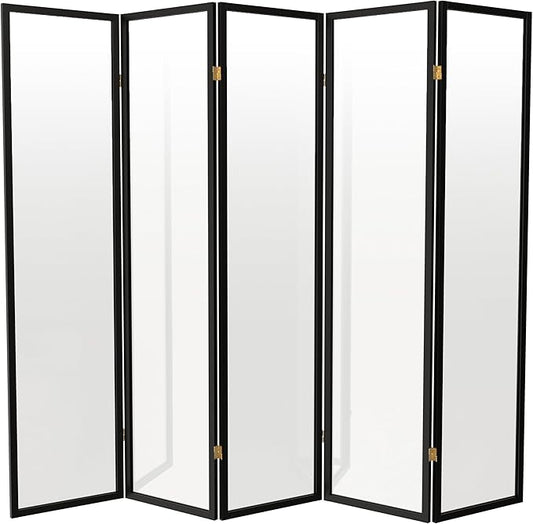 Red Lantern 6 ft. Tall Clear Plastic Partition Black 5 Panel