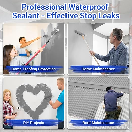 Polyurethane Waterproof Coating, 51 Fl 0z., Light Grey, Polyurethane Sealant for Multi-Surface Leak Repair Roofs, Gutters, Basements, Indoor and Outdoor Waterproofing Sealant Coating