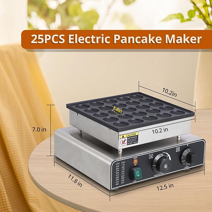Mini Muffin Maker, 50 Hole Stainless Steel Electric Muffin Maker with 50-300°C Temperature and Time Control, Commercial Non-Stick Pancake Maker for Home and Restaurant Silver 850W 110V