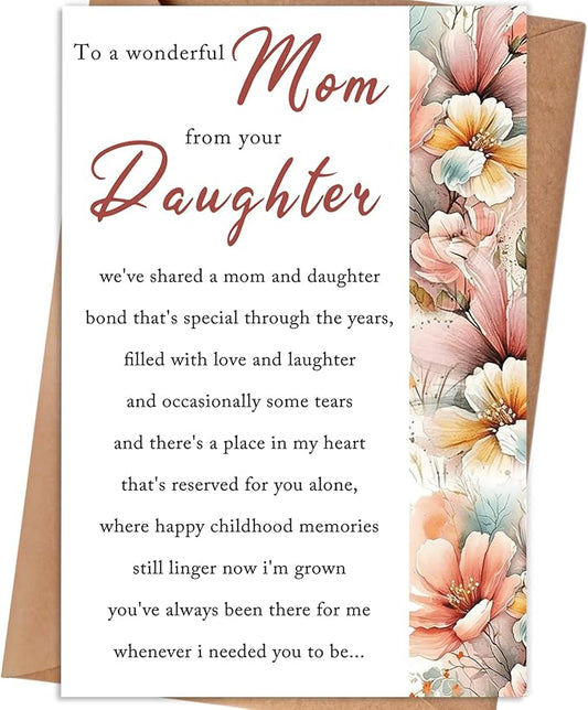 Mother's Day Card, Mothers Day Gifts Card for Mom from Daughter, Mothers Day Gifts Ideas