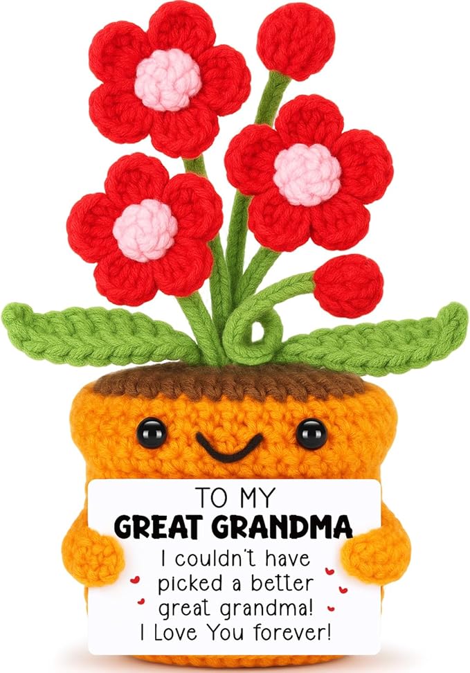 Agantree art Great Grandma for Great Grandma, Birthday Handmade Crochet Flower I Love You Home Desk Decoration Positive Cute Present