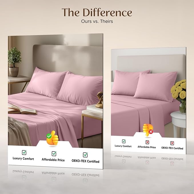 Utopia Bedding King Size Sheet Set – 4 Piece Bed Sheets, Soft and Breathable Microfiber, Includes 1 Fitted Sheet, 1 Flat Sheet and 2 Pillowcases – Oeko Tex (Crystal Pink)