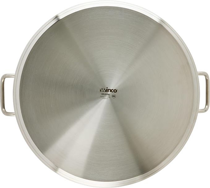 Winware - Stainless Steel 25 Quart Brasier with Cover | Made from extra-heavyweight 6mm thick 3003 aluminum, Great for Braising, Simmering, Batch Cooking and Restaurant Kitchens