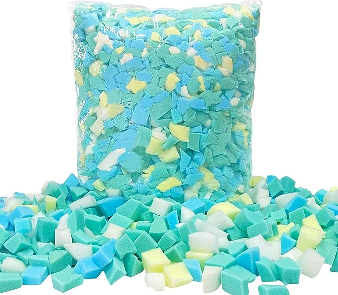 Shredded Memory Foam Filling 5lbs for Bean Bag Filler, Without Added Gel Particles, Premium Soft Refill and Great for Stuffing, Multi Color and Shape